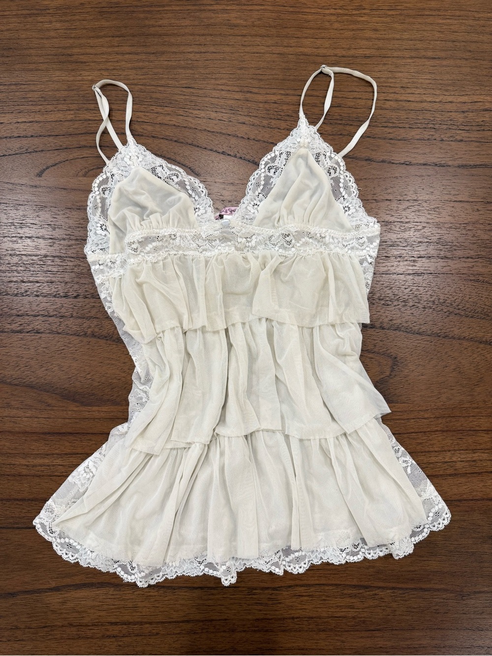 Vintage Ruffle Lace Camisole in Cream